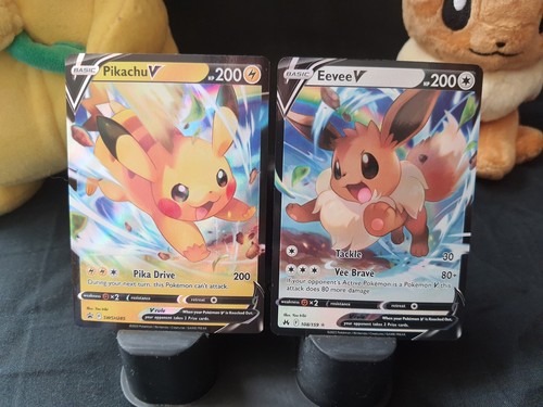 Pikachu V & Eevee V SWSH285 108/159 Ultra Rare Holo Pokemon TCG Crown Zenith NM