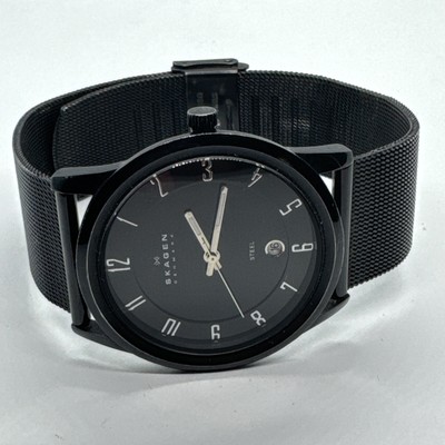 Skagen 124XLBBB Men\'s Black Stainless Steel Mesh Analog Dial Quartz Watch AEA235 s-l400.jpg main image 3