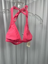 NEW Roxy Women's Surf Essentials 70's Halter Separate Bikini Top- Hot Pink Small