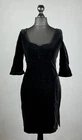 Vintage 90's THIERRY MUGLER Black Velour Velvet 3/4 Sleeve Bodycon Dress Sz S/M
