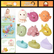 9 Pack Mold-Free Baby Bath Toys Soft, Easy Grip Floatable Pool Toys for 6-18 M