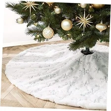  Christmas Tree Skirt Faux Fur Xmas Tree Skirt with Shining 36inch Sliver