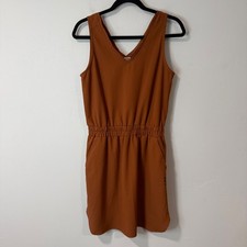 Kavu Women Ensenada Sleeveless V-Neck Elastic Waist Dress Rust Orange Small