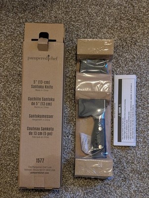 New! Pampered Chef Santoku Knife 5-inch German Steel Blade 1577