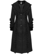 Punk Rave Damen Gothic Winter Pelzrand Mantel - Verlängerte Größe Range