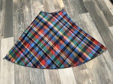 Vintage Classics of Boston Plaid Pleated A-line Jewel Wool Skirt Women Size 11