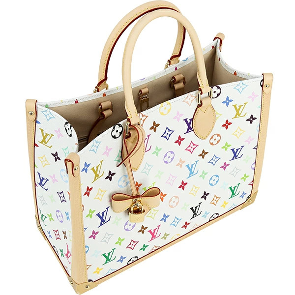 Louis Vuitton Monogram Multicolor M13079 Tote Canvas White Gold Beige #ACB948 image 5