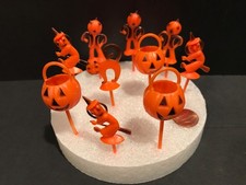 Pics à cupcakes Halloween vintage années 60 plastique dur décorations gâteaux - 10
