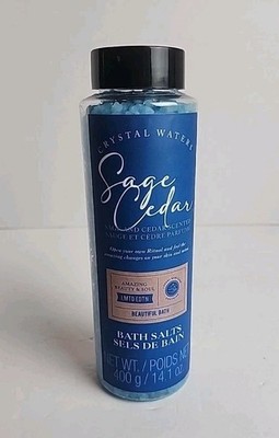 Crystal Waters  Sage & Cedar  Bath Salts 14.1 oz Limited Edition 
