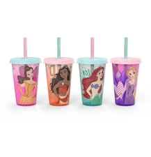 Disney Princess 16.5oz 4pk Plastic Color Change Tumblers -Zak Designs