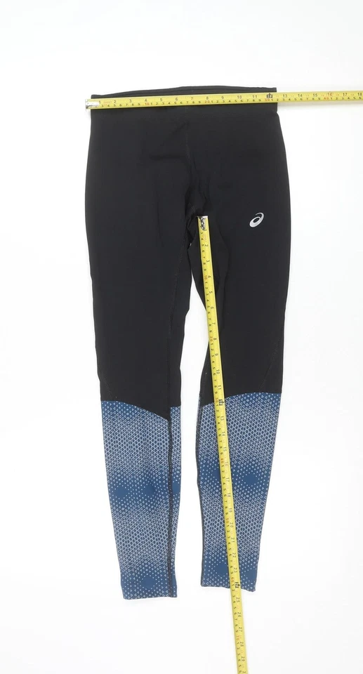 Asics Womens Black Blue Running Leggings Size S Moisture Wicking - Image 2 of 4