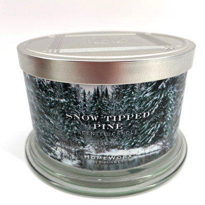 HOMEWORX Harry Slatkin SNOW TIPPED PINE 4 Wick Candle Juniper White Birch Woods
