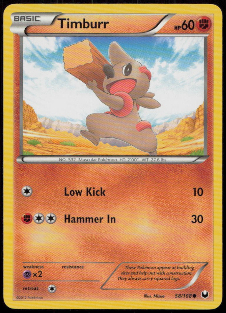 Timburr 58/108 HP Dark Explorers Common Pokemon