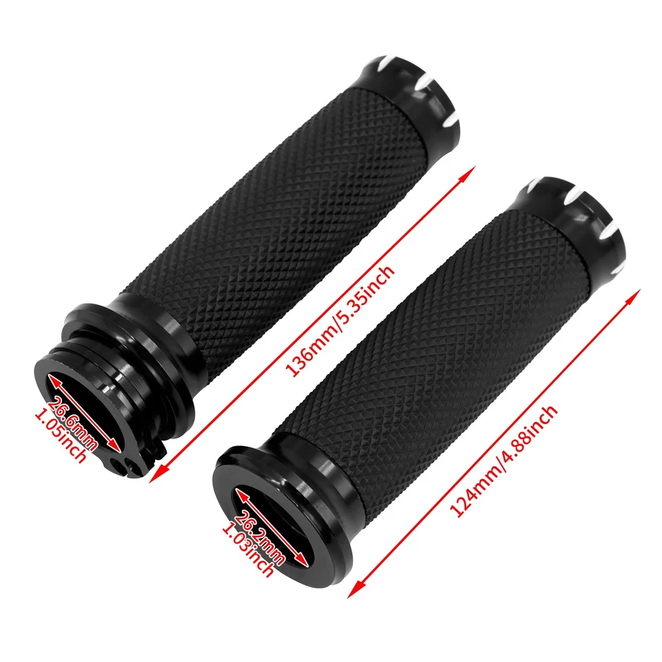 1" 25mm CNC Handlebar Hand Grips Fit For Harley Sportster XL Dyna Softail 00-17 - Image 3 of 4