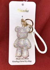 Natasha Rhinestones Sparkle Crystals Bling Queen Teddy Bear Bag Charm Key Chain