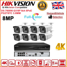 Hikvision 4K 8MP 8ch 8PoE Full Color CCTV System IP Camera POE MIC Bullet Lot