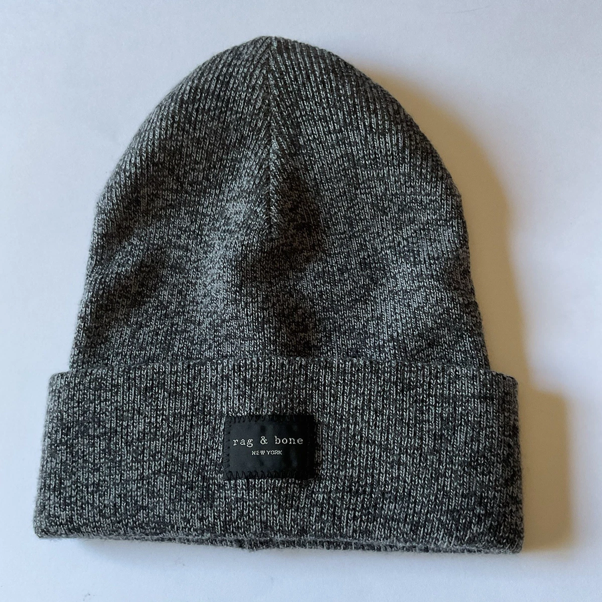 Bonnet Rag & Bone Tegan En Laine Mérinos Bleu Navy - Taille Unique, Motif Plaid, Neuf Sans étiquette