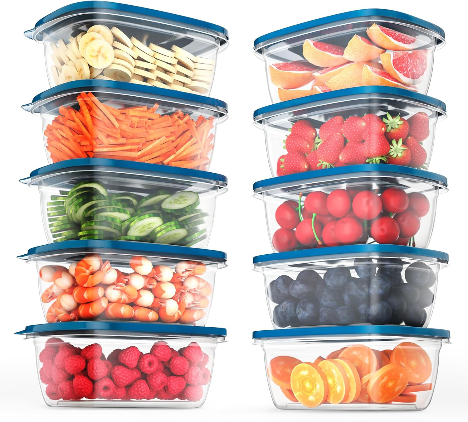 Set 10 Scatole Alimenti con Coperchio - Organizer Cucina Trasparente