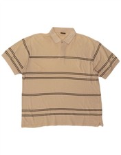 CHAMPION Mens Polo Shirt 2XL Beige Striped Cotton BS03