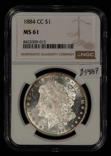 1884-CC $1 Morgan Dollar - Proof-Like Key Date Carson City - NGC MS 61 - B4887