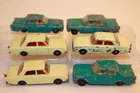 Six (6) Vintage 1960's Matchbox Lesney BPW Cars FORD CORSAIR #45 / ZEPHYR #33