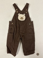 VTG Carter s Boy s Fuzzy Bear Overalls Shortalls Size 3M Brown 100 Cotton
