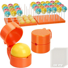 2 Pack round Cake Pop Mold Press Set with Display Stand-Capable Tray and 100 Pcs
