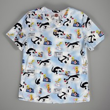 Womens Looney Tunes Tweety Bird Sylvester Medical Scrub Shirt Size L-XL