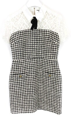 SANDRO Rozeana Dress Womens (EU) 40 Tweed Lace Houndstooth Mini