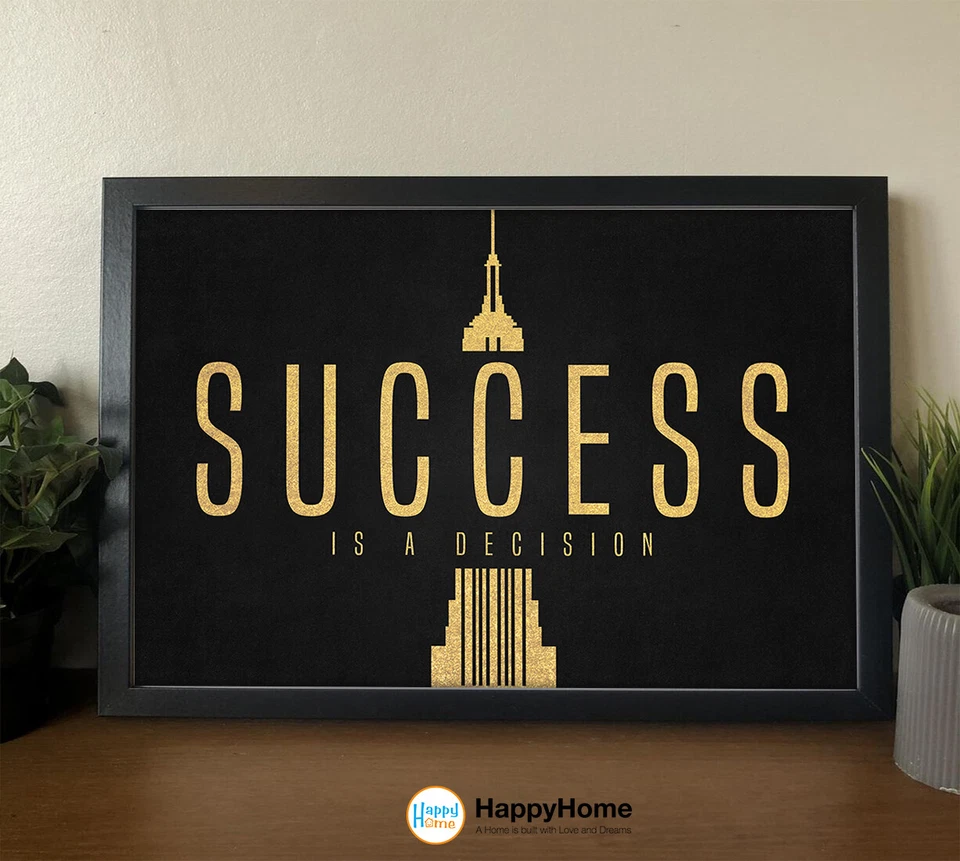 Arte de pared Success is a Decision cita motivacional arte inspirador decoración de oficina Foto 4 de 4