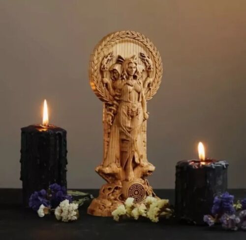Handcrafted Wooden Hecate Statue For Home Decor