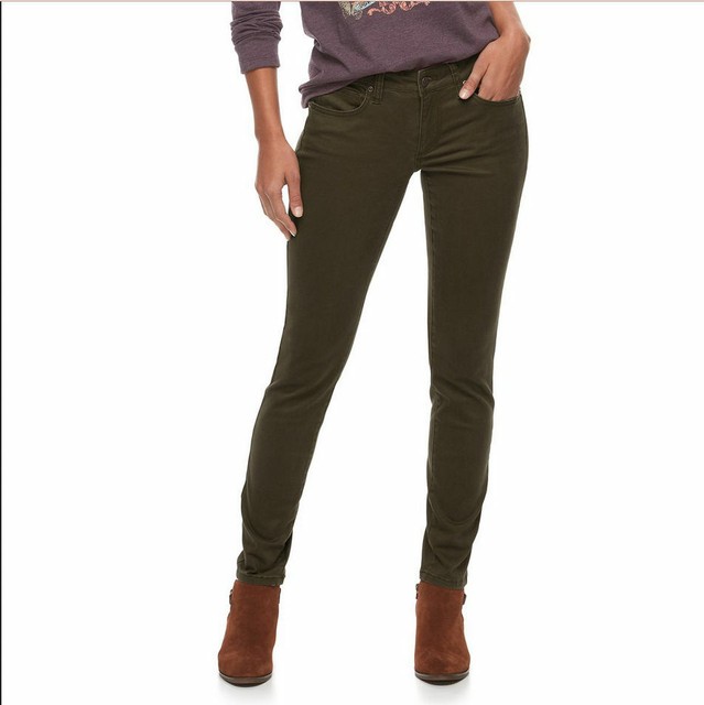 Life Sateen Olive Green Mid Rise 