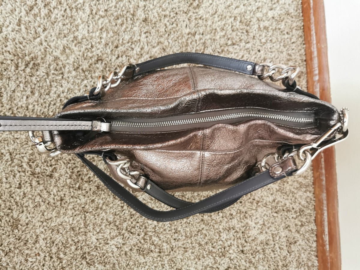 COACH Brooke Handbag Leather Pewter Silver Metallic Boho Bag Purse F17165 Y2K COACH Brooke Handbag Leather Pewter Silver Metallic Hobo Bag  main image 2