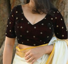 Stylish Women Velvet V neck Back open patry wear saree Blouse, Blouse ,Sari Top