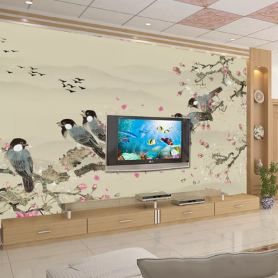 3D Magpie Branches ZHUA20233 Wallpaper Wall Murals Removable Self-adhesive Ann