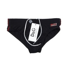 NEU DOLCE & GABBANA BEACHWEAR Badehose Slip Gr S IT 3 Swim Briefs Schwarz Black