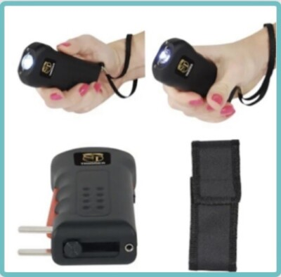#ad POWERFUL POLICE Self Defense Stun Gun Black Safety Rechargeable LED Holster $33.88