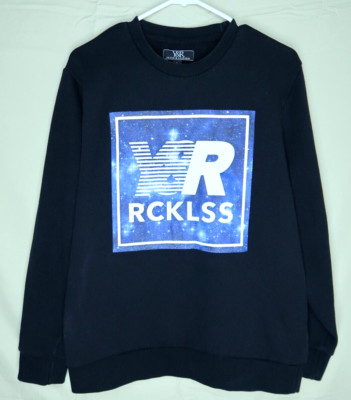 Y&R RCKLSS Young & Reckless Sweatshirt Size Large Black Long Sleeves Pullover
