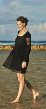 NEW Anthropologie Aveline Lace Dress by Floreat Black Beige Long Sleeve $158 0