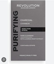Makeup Revolution Skincare Pore Cleansing Charcoal Nose Strips, 6 Count Box New