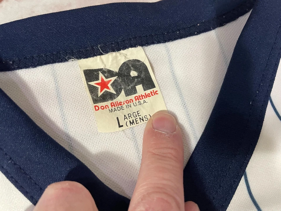 80-х Harrison сантехники значок полоски бейсбольная футболка - подходит L/M - винтажное кольцо - Изображение 3 из 4