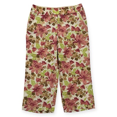 Tommy Bahama Silk Floral Pants Womens Size Cropped Straight