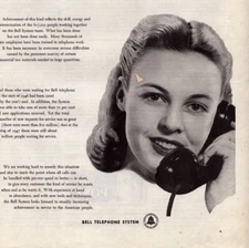 Bell Telephone System Lady Talking on a Phone More Service Vintage Print Ad 1947