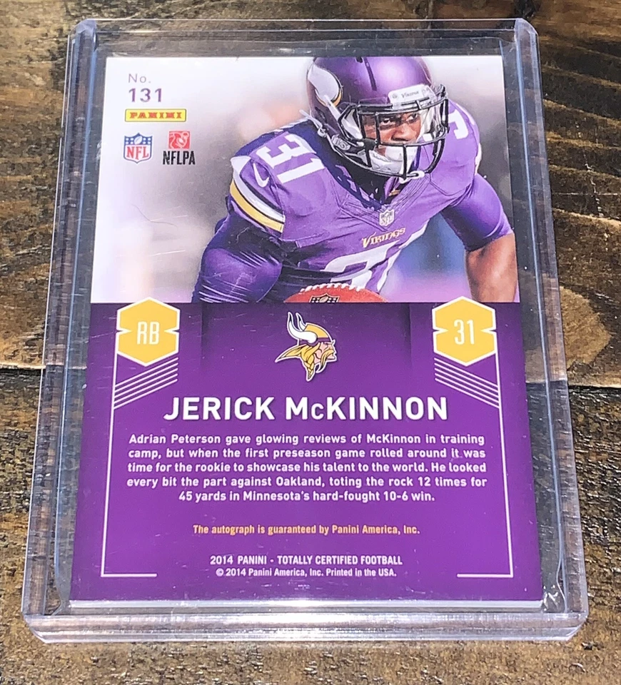 2014 Totally Certified Jerick McKinnon Rc Auto #131 Minnesota Vikings Rookie - Image 2 of 2
