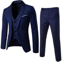 Men's Suit Slim 3-Piece Suit Blazer Business Wedding Party Jacket Vest Pants --