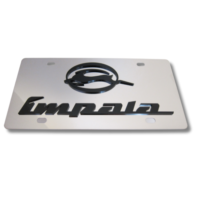 Ipick Image for Chevrolet Impala 3D Nameplate Black Stainless Steel License Plate, Official Licensed