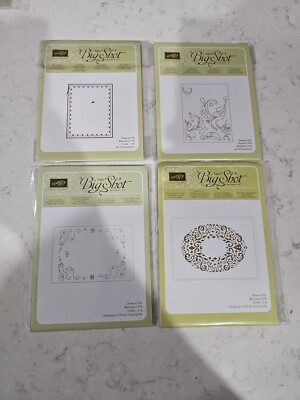Lot Of 4 Stampin Up! Textured Impressions Elegant Lines-Sizzix Big Shot-Retired 