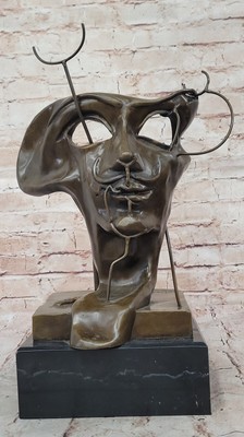 Salvador Dali Abstract Modern Mid Century Self Portrait Bronze Sculpture Figure