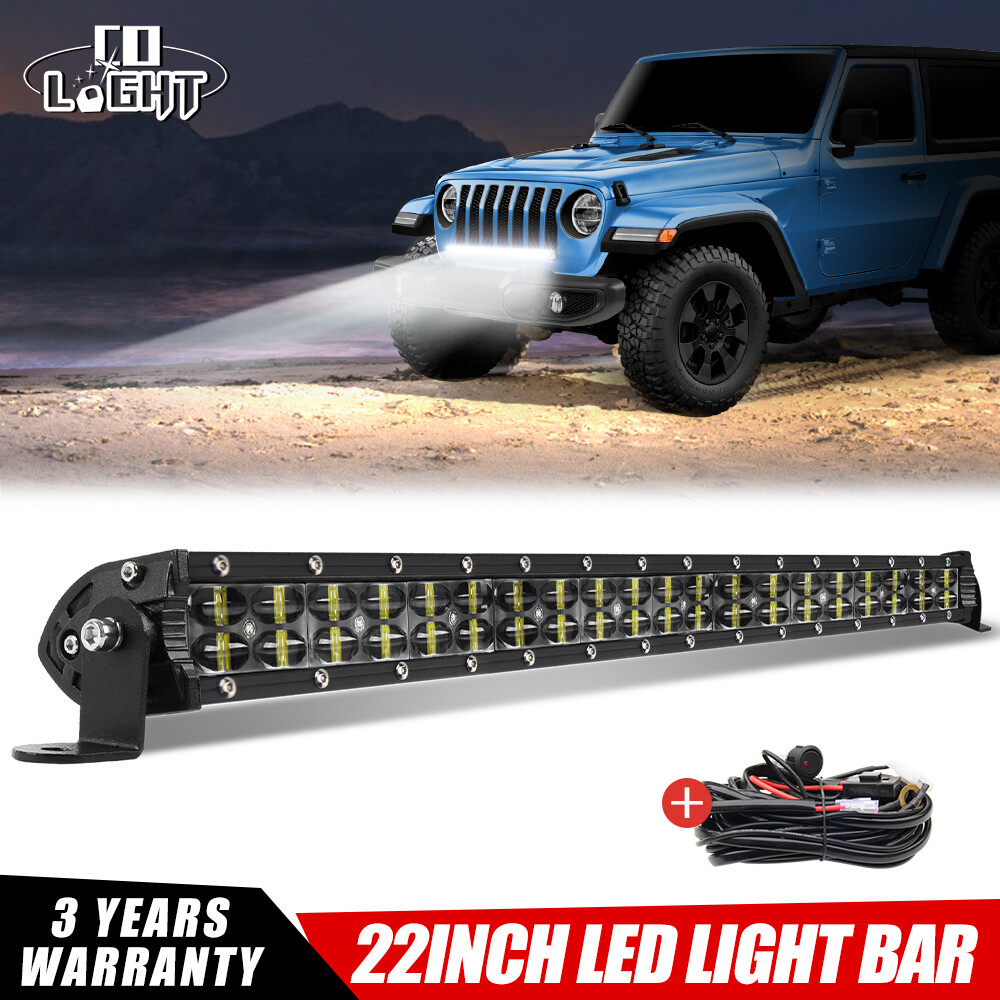 22inch LED Light Bar Spot Flood offroad Driving UTV Truck SUV ATV Boat+3M Wire