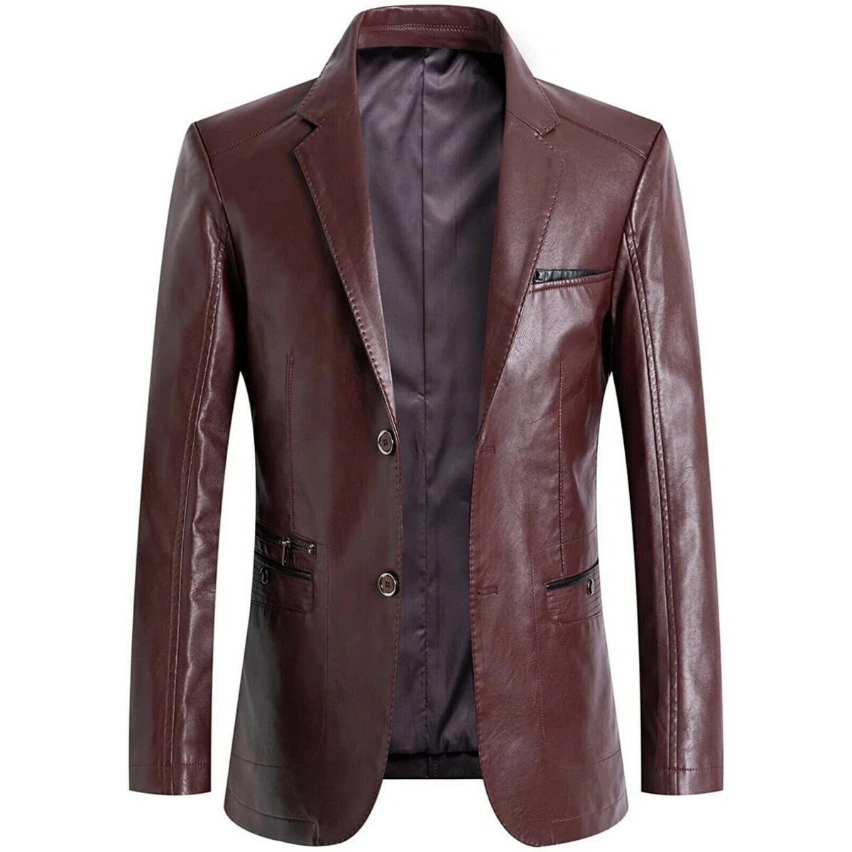 Men's Leather Blazer Pure Soft Burgundy Lambskin Leather COAT blazer men blazer